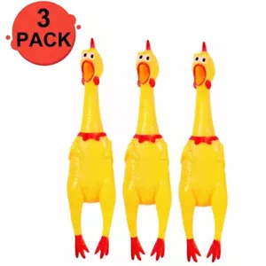 Confezione 3 Pet Dog Grilling Gomma Pollo Masticazione Suono Squeeze Urlante Giocattolo 12 Pollici - Foto 1 di 7