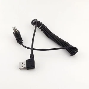 5ft Spiral Coiled Right Angled USB 2.0 Type B Male to USB A Male Adapter Cable - Picture 1 of 5