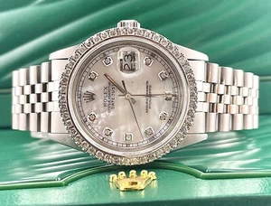 Rolex Men's Datejust 36mm Jubilee Steel ICED 2.50ct Diamonds White MOP Dial - Picture 1 of 8
