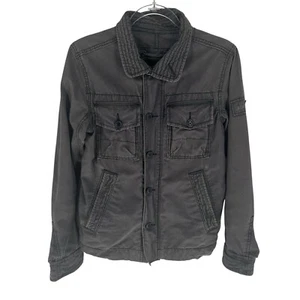 Abercrombie Fitch Jacke Damen groß grau Sentinel Militär durchgehender Reißverschluss Tasche Y2K - Bild 1 von 16