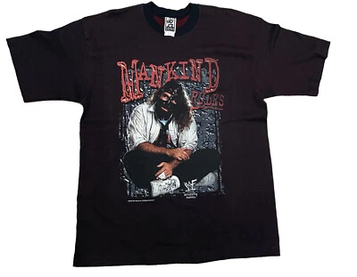Camiseta De Colección Rara Mick Foley Mankind WWF WWE Titan Deportes Lucha Negra/Roja Malla Foto 1 de 4