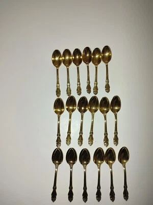 Vintage Made in USSR Melchior Gold Plated Set Of Tea Spoons 18 Count Pre-owned - Image 1 of 4