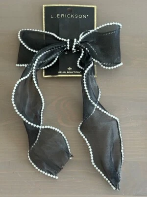 L. Erickson Ruby Bow Barrette Black New Free Ship - Image 1 of 4