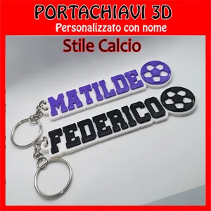 Portachiavi 3d personalizzato con nome , stile Calcio palla - Foto 1 di 1