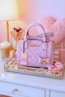 Encantadora cartera estética de coqueta rosa de gasa con moño de alta costura viral juicy Foto 1 de 4