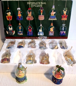 Vintage International Bazaar 12 Days of Christmas Water Snow Globe Ornaments 3" - Picture 1 of 4