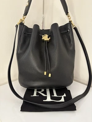 Ralph Lauren Faux-Pearl Large Andie Drawstring Bag, Black - Image 1 of 4