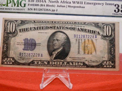 1934 A $10 North Africa Emergency Issue Silver Certificate PMG Choice VF 35 💥💥 - Image 1 of 2