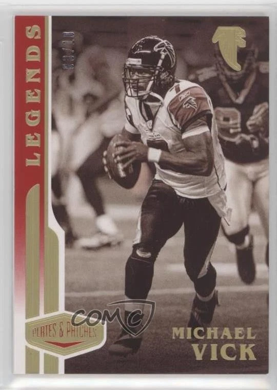 2020 Panini Plates & Patches Legends Red /10 Michael Vick #140 - Image 1 of 2