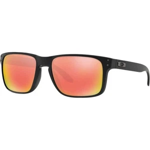 Oakley Mens Holbrook Polarized Matte Black/Ruby Iridium One Size Sunglasses - Picture 1 of 4