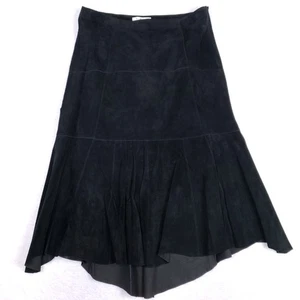 Cabi schwarz ausgestellt Lederrock Größe 10 asymmetrischer Saum luxuriös dunkel feminin - Bild 1 von 7