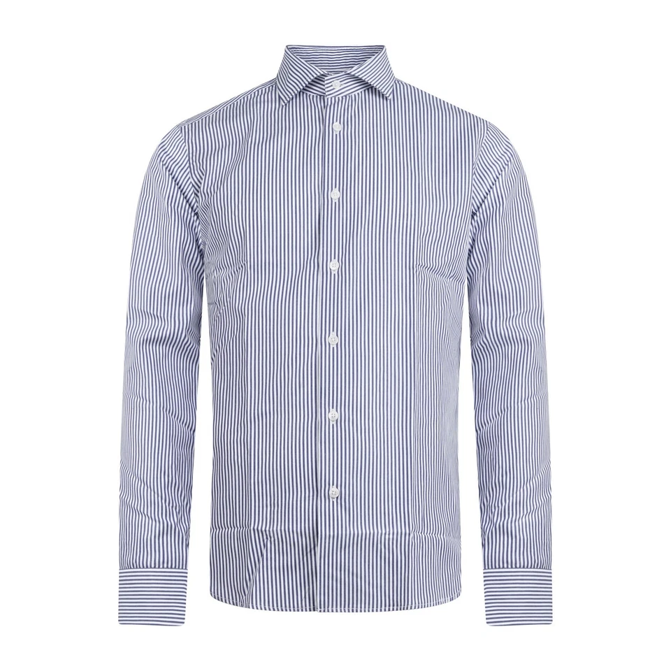 Lavorazione Sartoriale - Camicia bianca rigata in cotone custom fit per uomo - Immagine 1 di 1