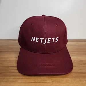 Gorra de golf NetJets adulto granate con tirantes ajustable deletrear logotipo - Imagen 1 de 6