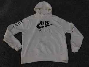 Nike Air Hoodie Mens Medium White Just Do It Pullover Sweatshirt Swoosh Logo - Picture 1 of 13