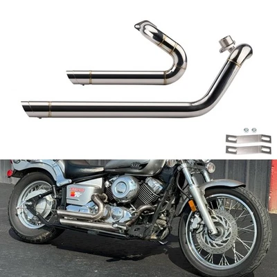 Chrome Shortshots Staggered Exhaust Pipes For Yamaha V star 650 XVS650 Dragstar - Imagem 1 de 4