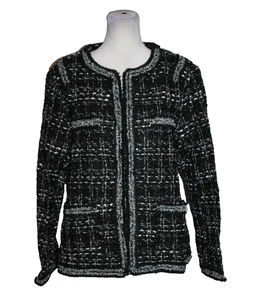 Vicky & Lucas Black White Metallic Thread Blazer Women's Size L NEW - Picture 1 of 2