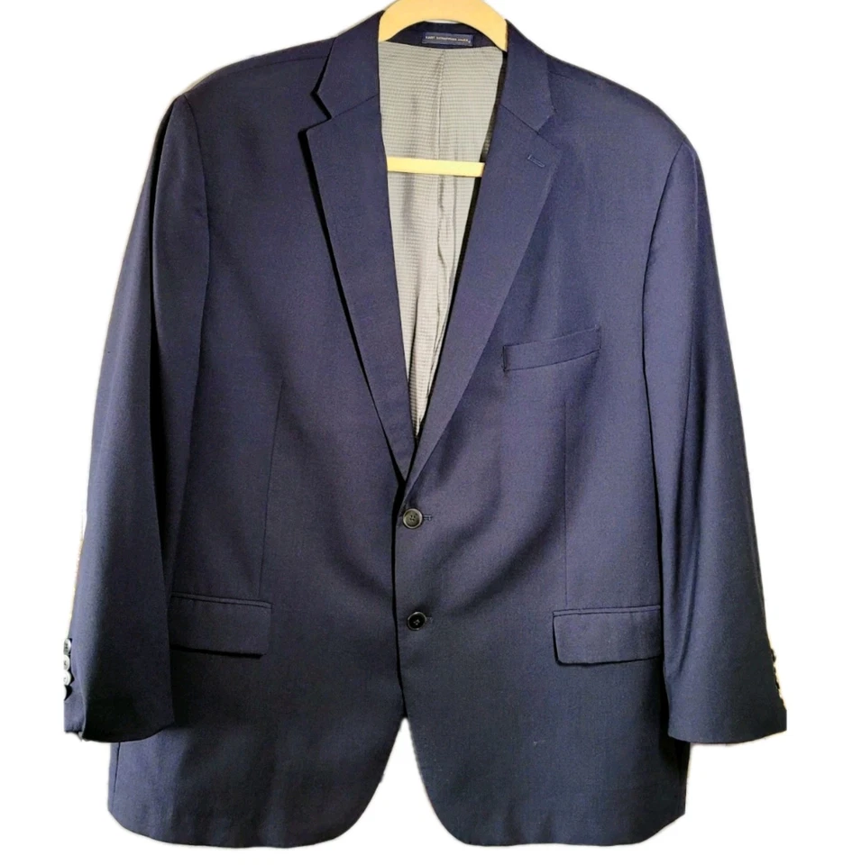 HART SCHAFFNER MARX Blazer Sport Coat 52R Blue Wool Silk Mohair Blend Career - Image 1 of 4