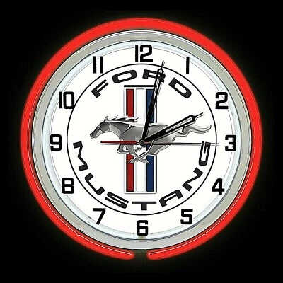 Reloj Shelby GT 5.0 19" Ford Mustang Logo Signo Rojo Doble Neón Foto 1 de 2