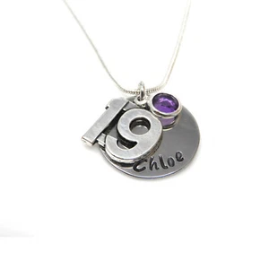 Collar personalizado de piedra de nacimiento 19 cumpleaños - caja de regalo - entrega gratuita - Imagen 1 de 5