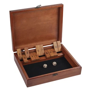 WE Games Board Game with Dice, 12 Numbers, in Cherry Stain Wood Box with Lid - Picture 1 of 10