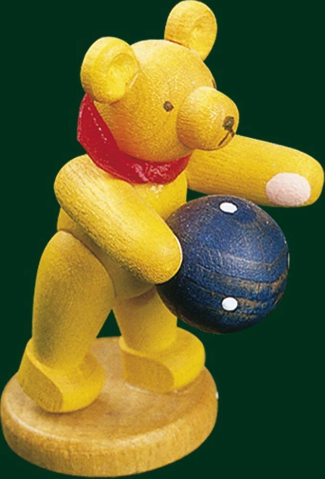 Медведь игрушка желтый с синий мяч Erzgebirge Seiffen Рождество новый 41102 - Изображение 1 из 1