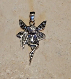 Ciondolo fata Art Nouveau in argento sterling 925 con cauzione, vittoriano celtico irlandese - Foto 1 di 4