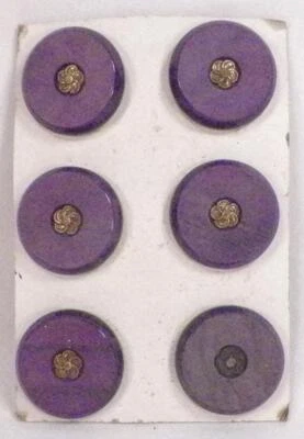 5 Purple Plastic Buttons with Brass Flower Centers Coat Jacket Large Vintage - Image 1 of 4