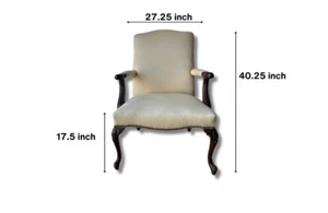 Mahogany Side Chair Upholstered in Soft Butter Cream Fabric - Picture 1 of 6