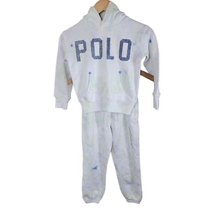 Polo Ralph Lauren Girls size 7 Coordinated Set Hoodie Sweat Pants Tie Dye White - Picture 1 of 16