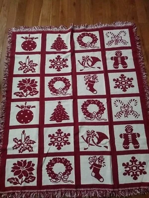 Throw Blanket Christmas Holiday, %100 Cotton, Tapestry  Woven Throw, 60x50 - Image 1 of 4