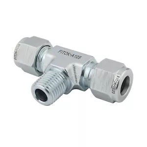 FITOK Male Branch Tee 3/8" OD x 3.8" OD x 1/4" MNPT Zinc Plated Steel Fitting - Picture 1 of 1
