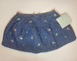 NWT SONOMA DENIM EMBROIDERED FLOWER SKORT SKIRT 24 MONTHS GIRLS INFANTS - Picture 1 of 12