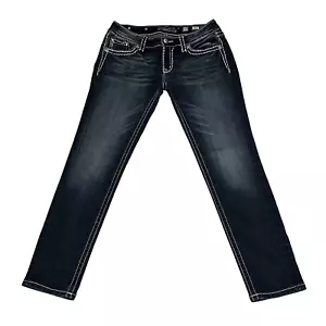 Miss Me Damen Jeans Gr. 30 Dunkelblau Signature Skinny Verziert Strass - Bild 1 von 15