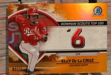 2023 Bowman Chrome Elly De La Cruz Reds RC Scouts Top 100 Orange Refractor /25