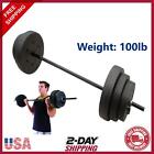 Cap Barbell 100 Lb Vinyl Weight Set With Bar For Home Fitness Workout Gym 