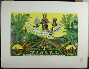 Affiche Saint Fiacre Patron des fleuristes, horticulteurs, jardiniers c1970 65cm - Imagen 1 de 4