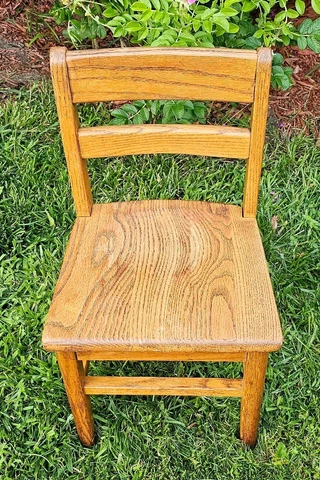Terrific Antique Solid Oak Child's School Chair Rock Solid Cover