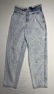 Vintage NUOVO Industriale Acid Wash Paperbag Waist Tapered Jeans Hellblau 16 - Bild 1 von 7