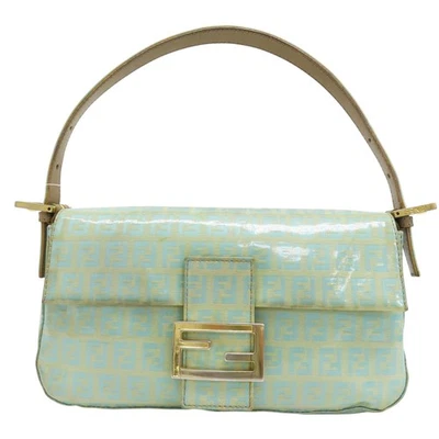 FENDI FF Logo Shoulder Bag Patent Leather Green - Image 1 of 4