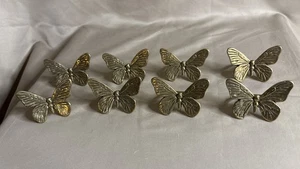 8 Vintage Rosenthal Netter Inc. Brass Butterfly Napkin Rings - Picture 1 of 10