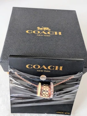 Nuevo collar circular Coach oro rosa amarillo 3 anillos firma Foto 1 de 2