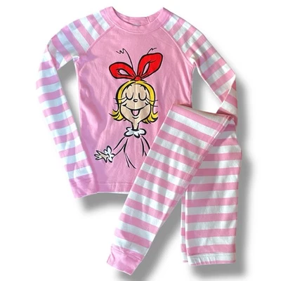 Juego de Pijama Hanna Andersson Talla 12 150 Dr Seuss Grinch Cindy Lou Who Rosa Navidad Foto 1 de 4