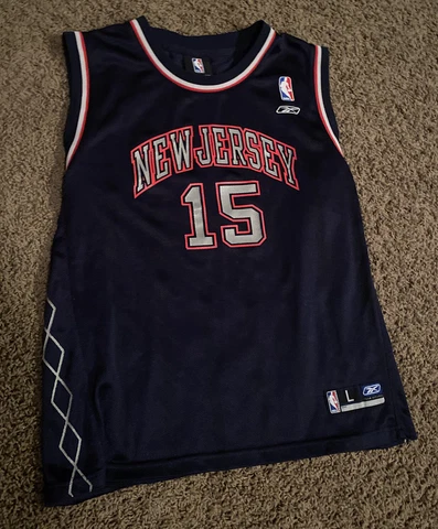 Youth Reebok Vince Carter NJ Nets Navy Blue NBA Team Jersey #15 Size Large Cover