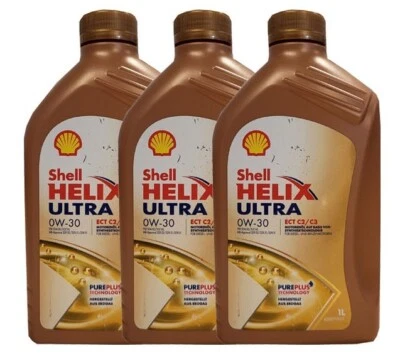 Shell Helix Ultra ECT C2/C3 0W-30 3x1 Liter MB 229.52 VW 50400 VW 50700 Motoröl - Bild 1 von 3