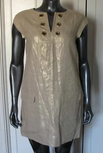 J CREW METALLIC LINEN SHIFT DRESS WITH GOLD GROMMETS SIZE 4P $138.00 - Picture 1 of 7