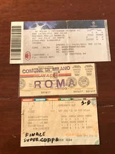 Milan lotto 3 biglietti Tottenham 10/11 Barcellona 89 Supercoppa Roma Servizio - Foto 1 di 1