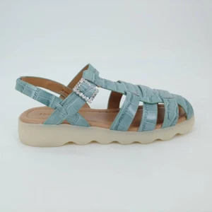 Aerosoles Womens Wagner Fisherman Sandals Blue Crocodile Print Leather 10.5M New - Picture 1 of 11