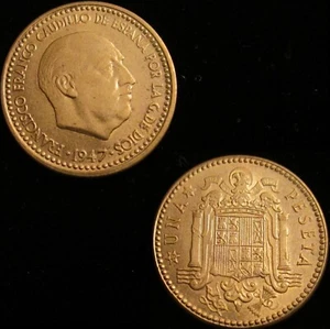 ESPAÑA, FRANCO-1, 1 PESETA 1947*19-51, LIMPIA, SIN CIRCULAR, ESCASA. - Imagen 1 de 3