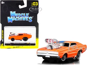 1966 DODGE CHARGER 426 C.I. ORANGE 1/64 DIECAST MODEL CAR MUSCLE MACHINES 15542 - Picture 1 of 5