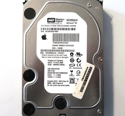 WD WD3200AAJS-41VWA1 "TJ" (WCAR) Thailand 3.5" 320gb Sata hard drive AUG/2008 - Image 1 of 2